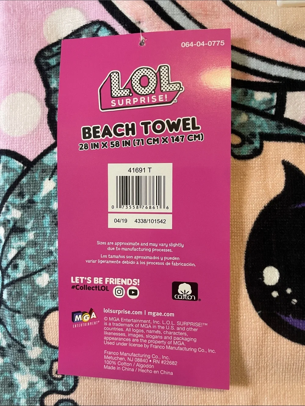 L.O.L. Surprise! Pink, Peach & Teal Character Beach Towel